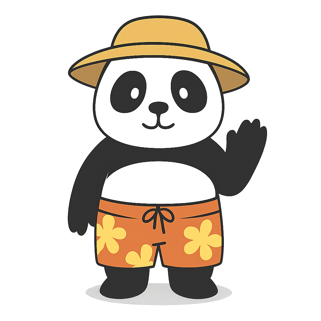 Relaxed beach panda